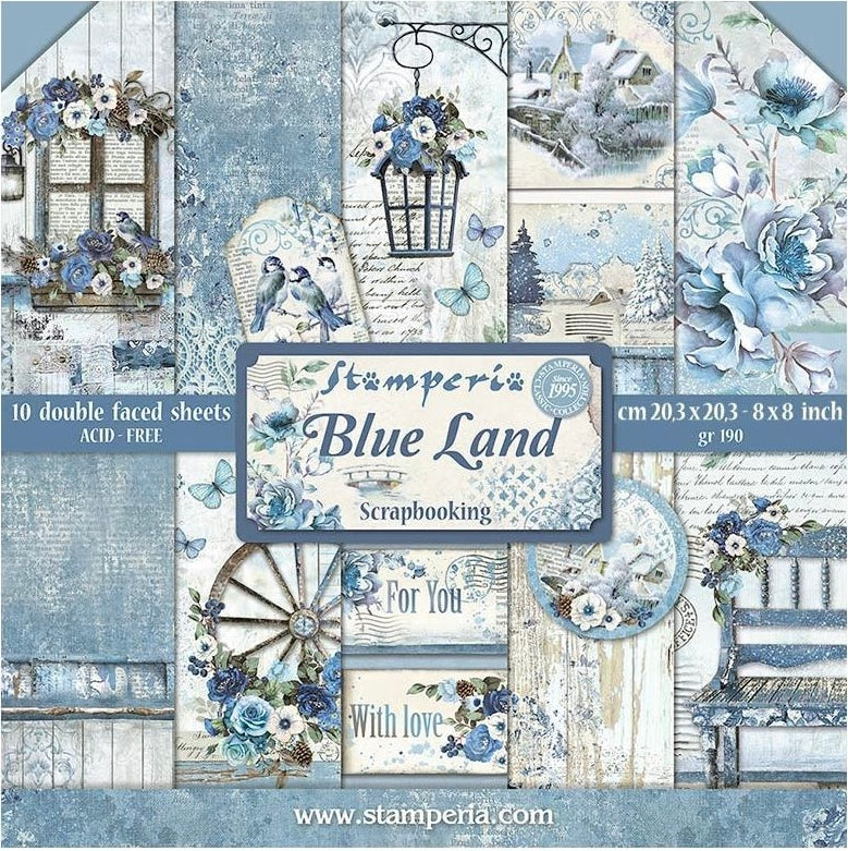 Stamperia Blue Land 8” x 8” Paper Collection